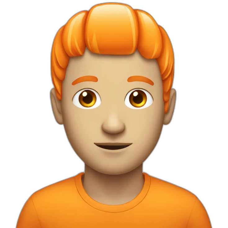 white men with orange fruit in his head emoji