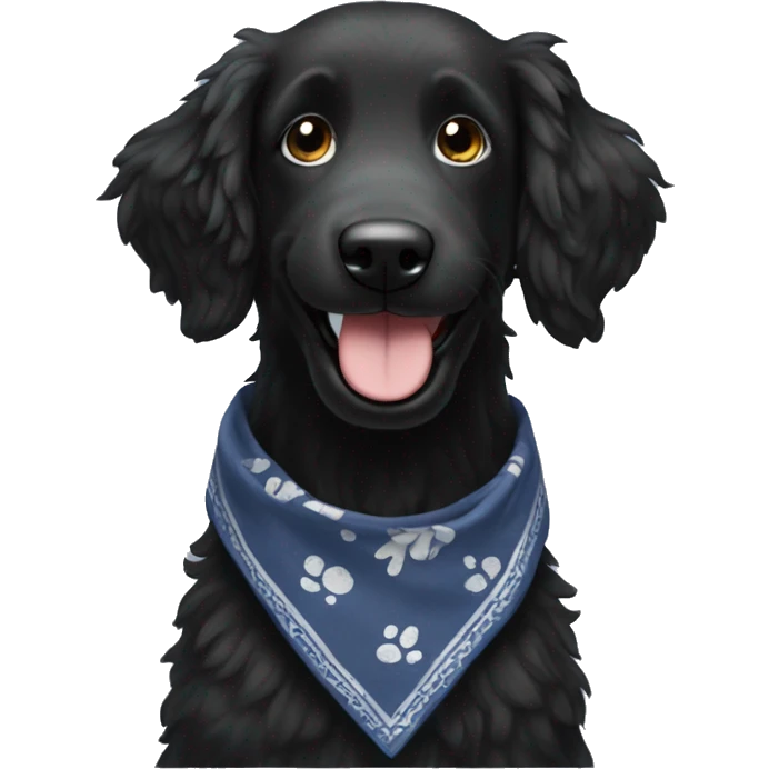 2  x BLACK Groodles with a big smile. Also with a bandanna around its neck. Both Dogs need to be all black fur emoji