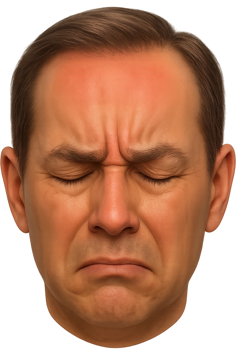emoji stile iphone di faccina con mal di testa, iperrealistico 4k emoji