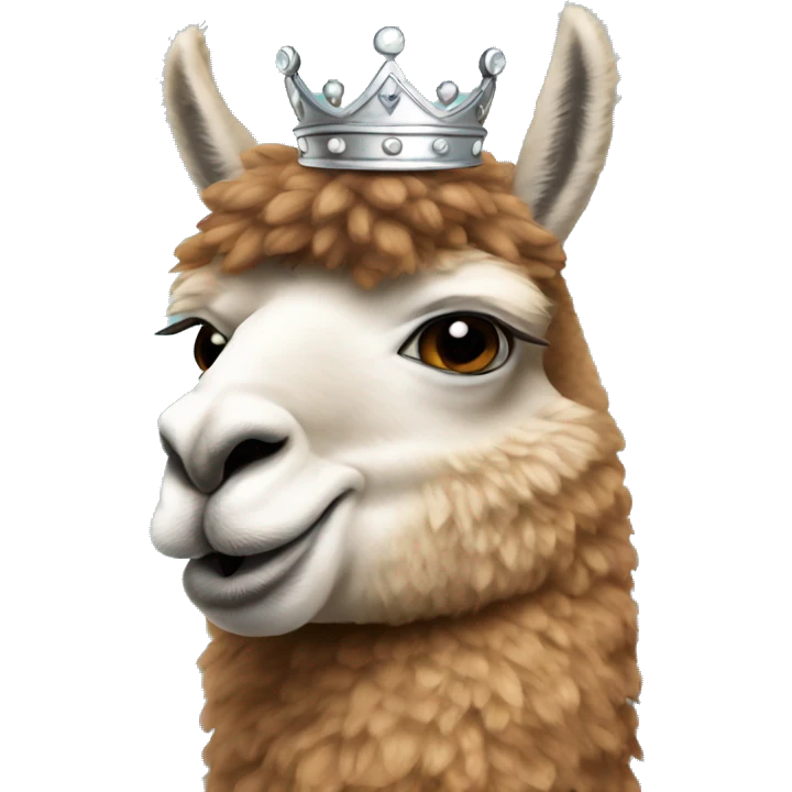 Alpaca with a silver crown emoji