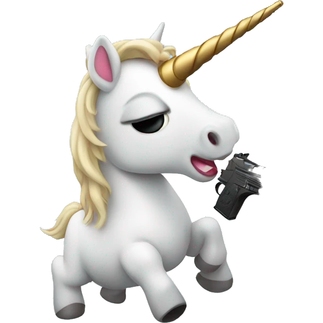 Unicorn with a gun  emoji