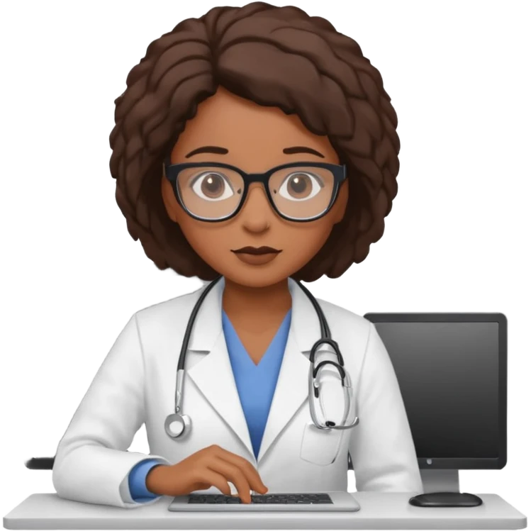 back woman doctor with glasses emoji