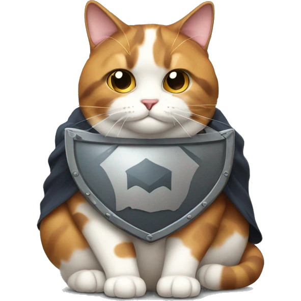 Fat calico cat with a shield  emoji