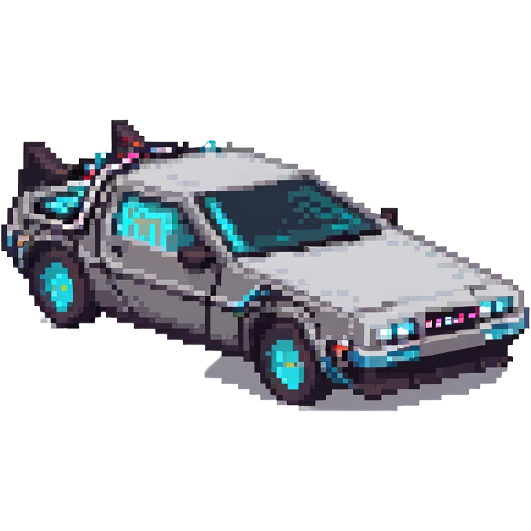 DeLorean car with time circuits emoji