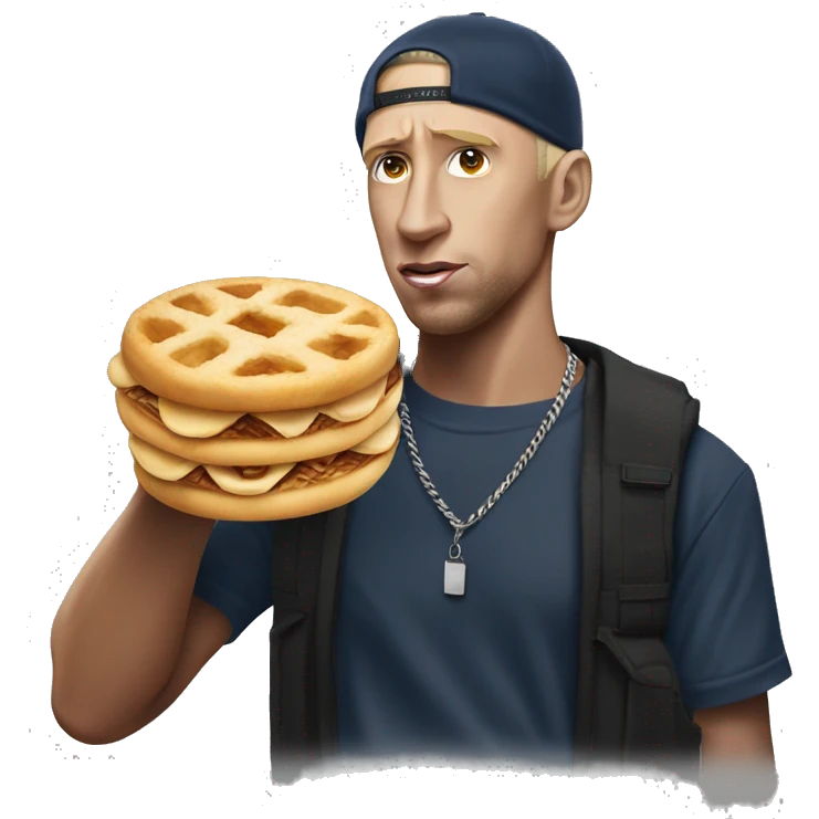 lightskinned Eminem holding a kanelbulle emoji