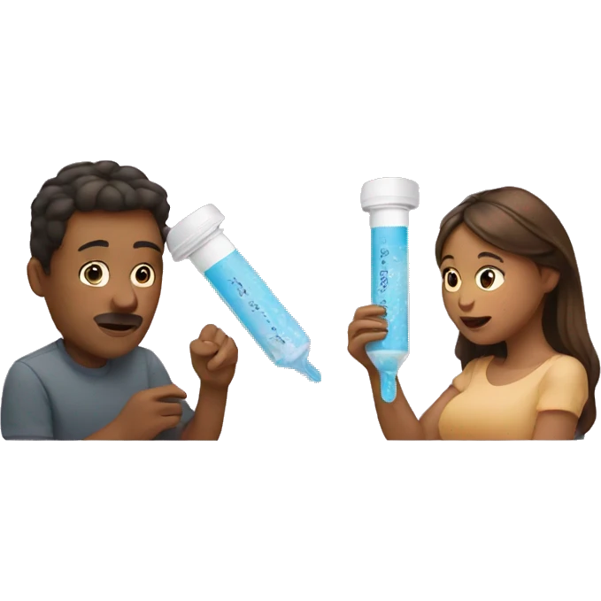 couple looking at pregnancy test emoji