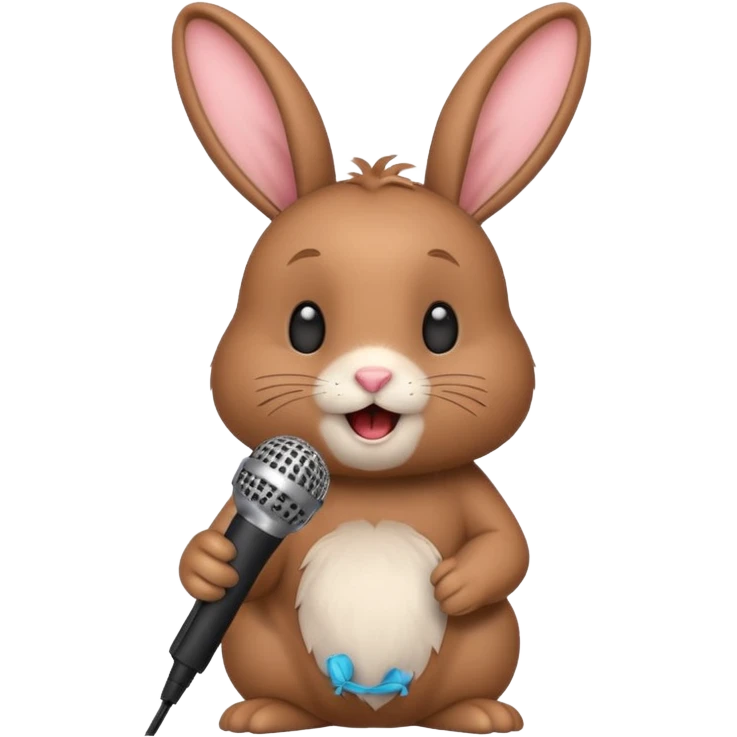 brown bunnie singing to mic emoji