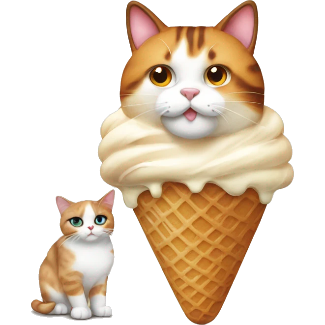 Icecream with fat calico cat emoji