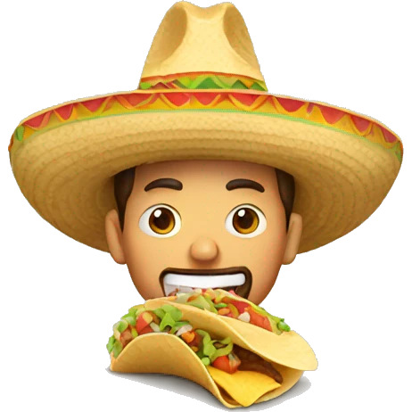 A man with a sombrero and eating a taco  emoji