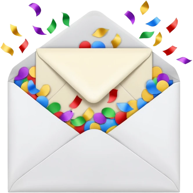 white envelope with confetti emoji