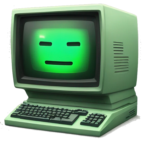 vintage computer with green glowing crt emoji