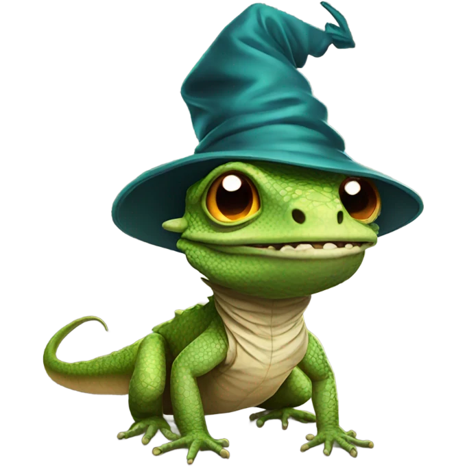Lizard with a wizard hat emoji
