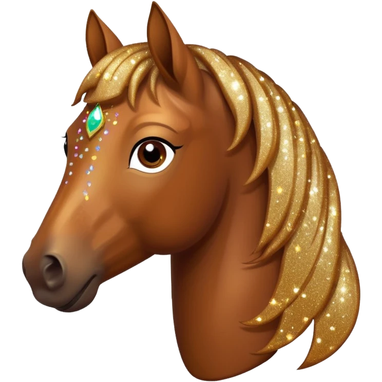 Brown horse with glitter in its hair emoji