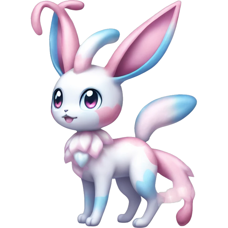 Kawaii Gorgeous Beautiful Shiny Sparkly Sylveon-Pokémon full body emoji