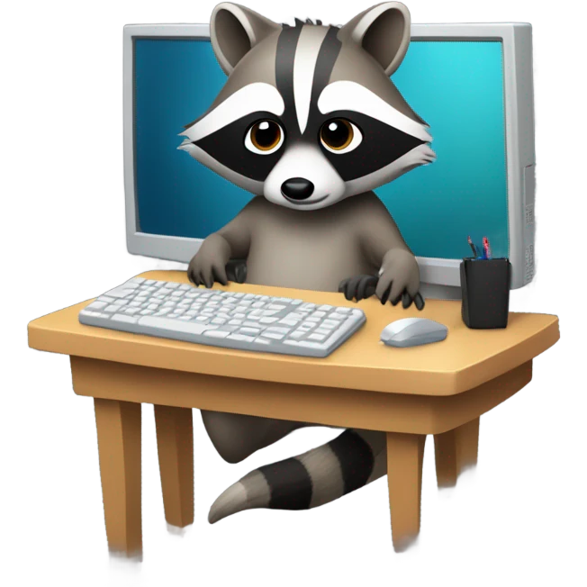 raccoon on computer emoji