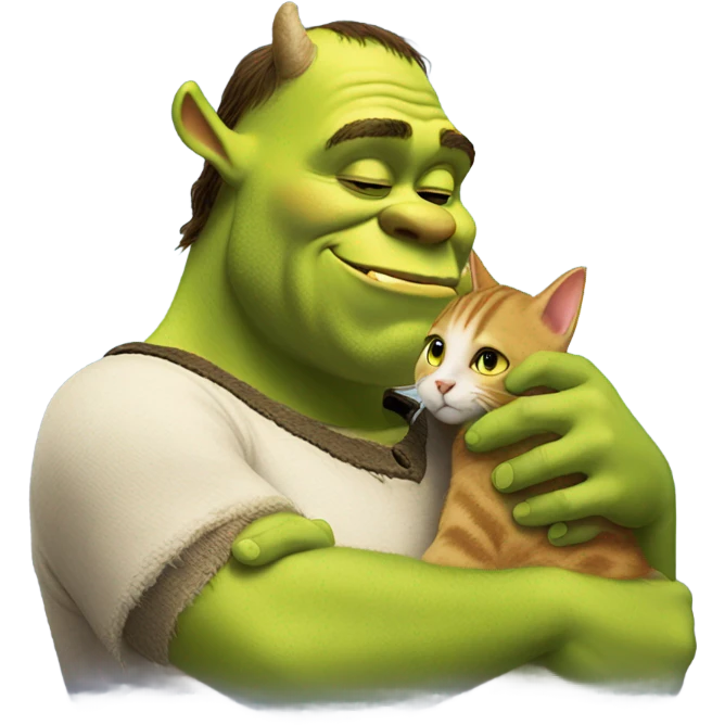 Shrek kissing a cat emoji