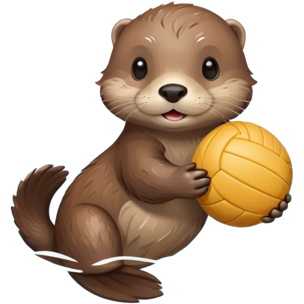 adorable otter floating on water holding a volleyball with both paws above water emoji