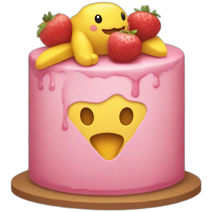 Pikachou mange un gâteau emoji
