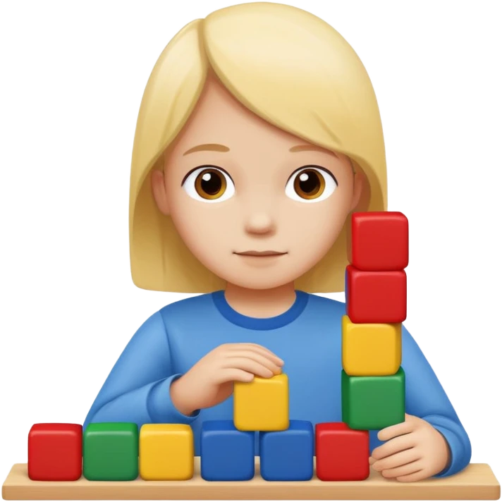 child stacking colorful blocks emoji
