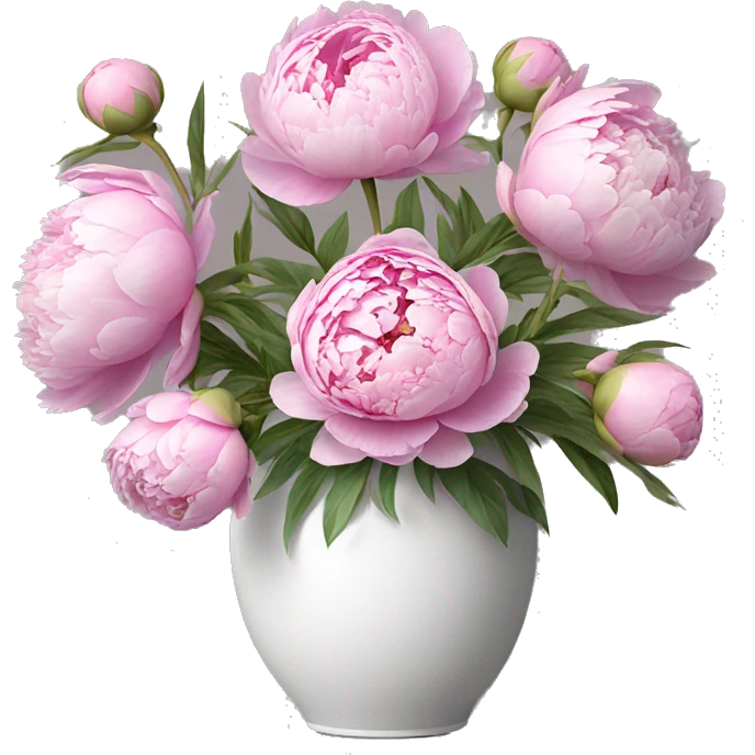 Pink peonies in white vase ￼ emoji