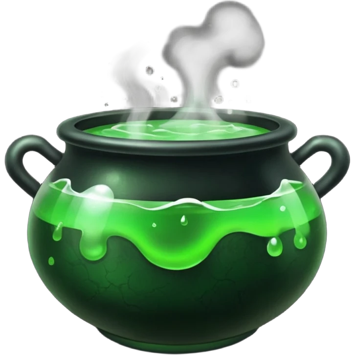 Cauldron – Black pot bubbling green potion. emoji