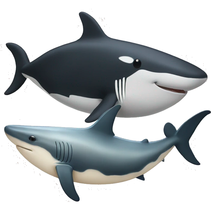 a white whale and a black shark emoji