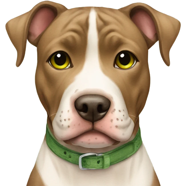 Watercolor pocket pittie with brown fur, brown eyes, and green collar emoji