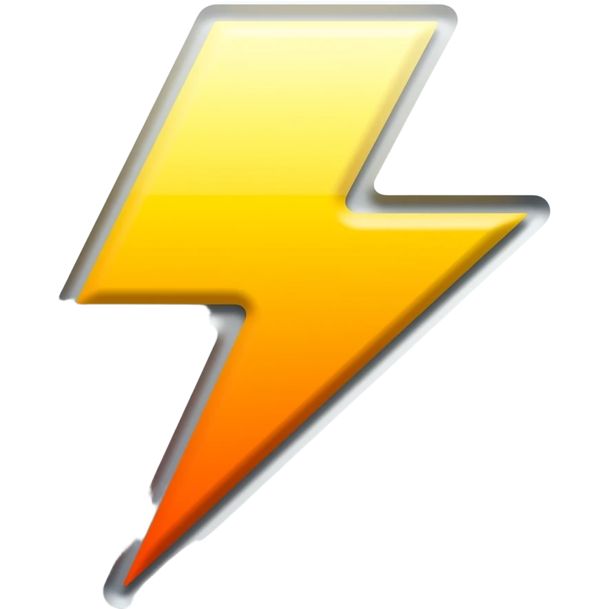 Minimalist flat design icon of a lightning bolt combined with a forward motion arrow, representing speed and efficiency, clean modern style, soft gradient (yellow and orange), no text emoji