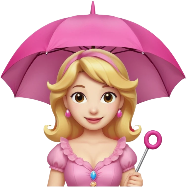 princess peach with a pink umbrella  emoji