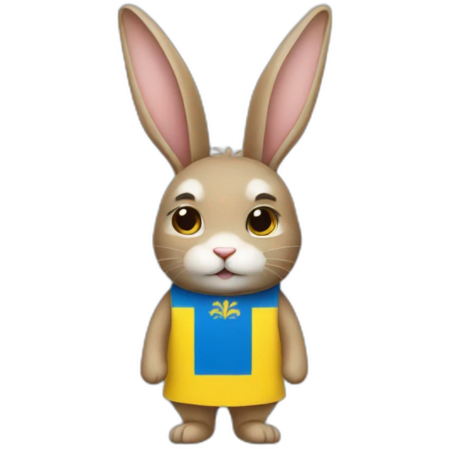 rabbit in a Ukrainian flag costume emoji