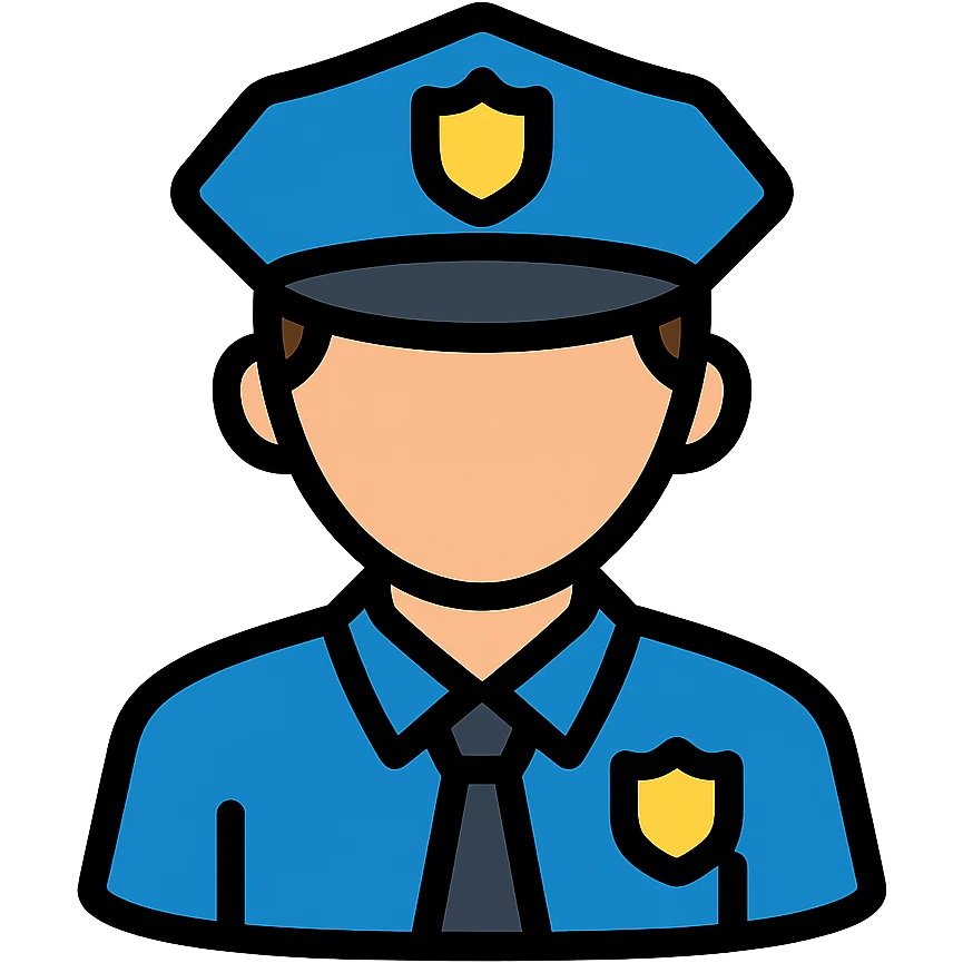 policeman icon, classic badge and hat emoji