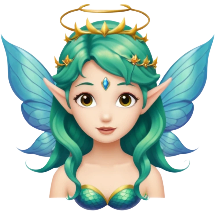 Pretty mermaid with fairy wings and elf ears emoji