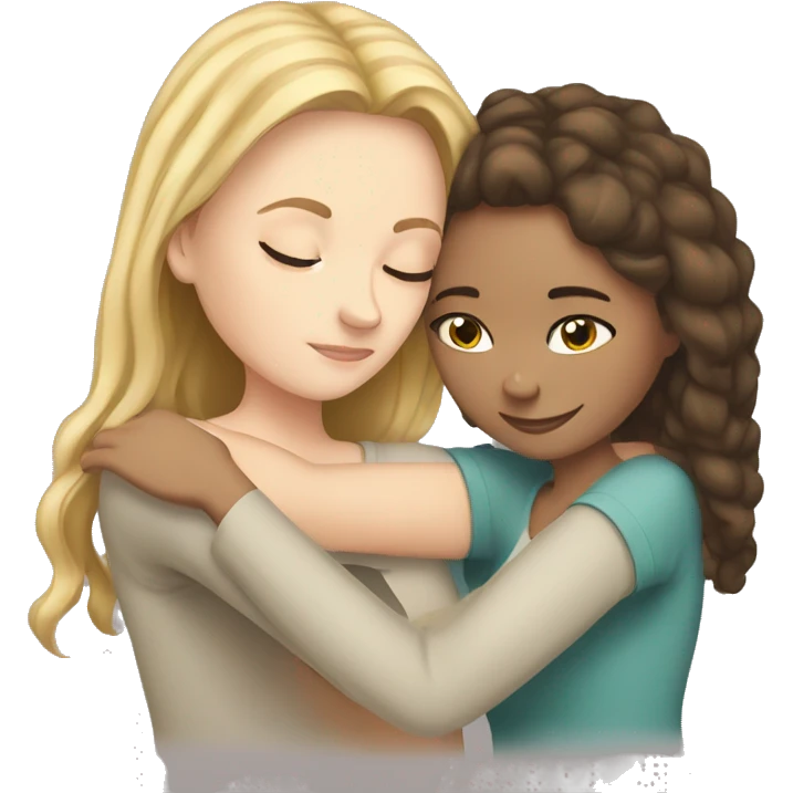 White Girl hugs white girl emoji