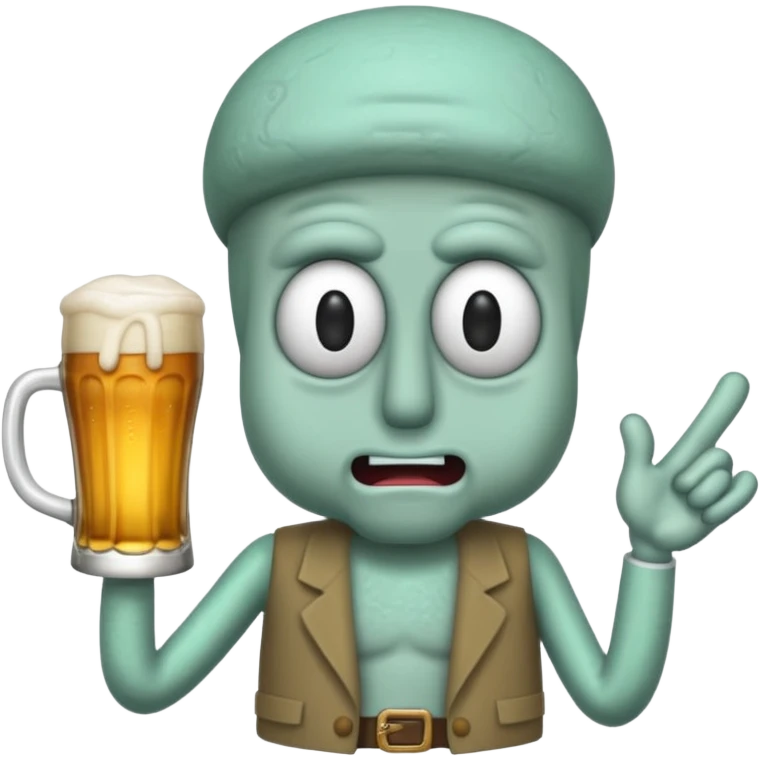 Squidward with a beer emoji
