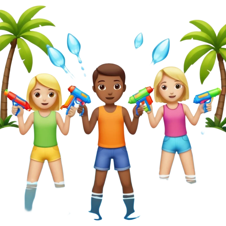 children playing with water guns emoji