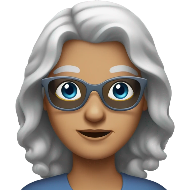 Blue eyes younger grandma with long gray hair sunglasses  emoji