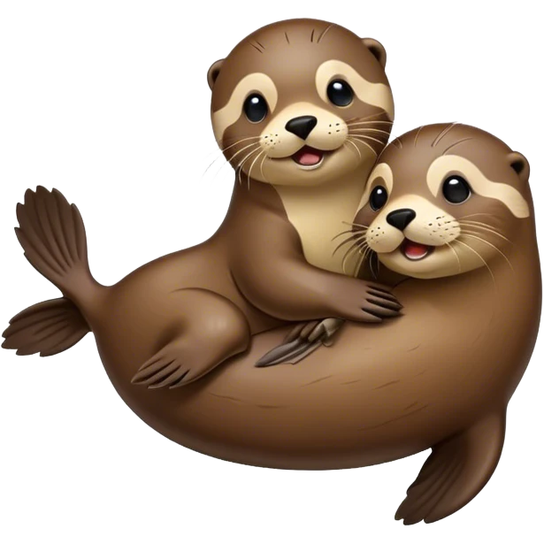 A seal is holding an otter. emoji