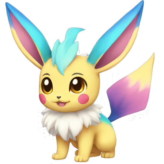 Colorful Kawaii Eeveelution-Cute-Pokémon-fusion full body emoji