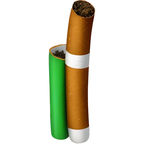 Brown cigarette with green tobacco inside emoji