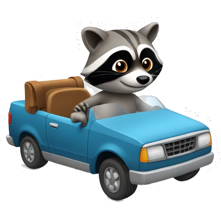 The raccoon is driving a car emoji