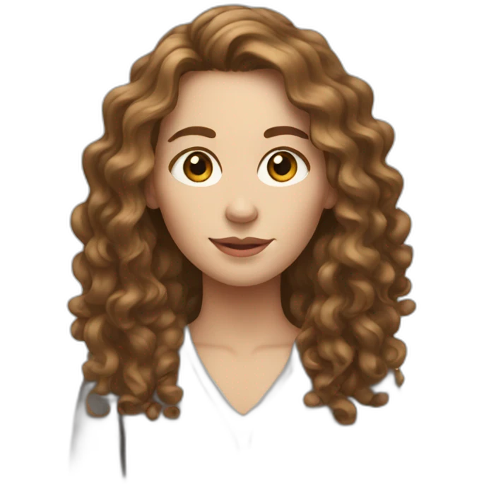 White woman, brown long curly hair emoji