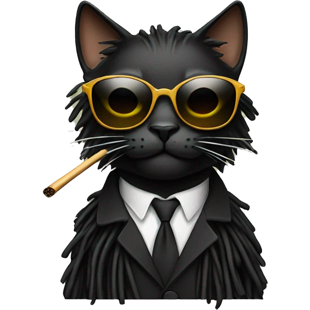 Black cat with dreads smoking and has sunglasses emoji