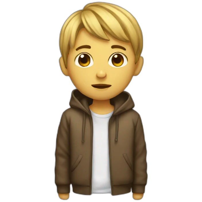 A boy wearing drip emoji
