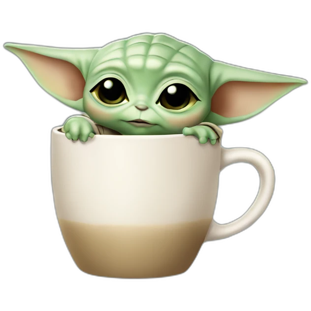 Baby yoda holding mug emoji