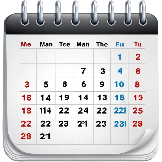simple calendar with 2 to 3 marked dates symbolizing moderate admin workload emoji