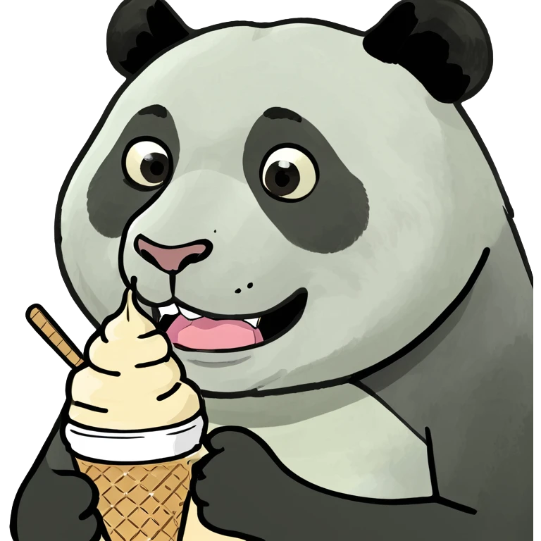 Panda eating ice cream emoji