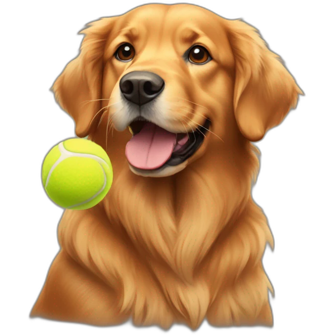 Red Golden retriever with a tennis ball emoji