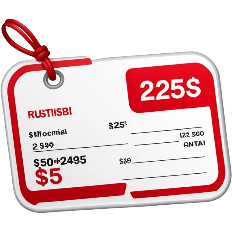 price tag sticker R$25 red and white emoji