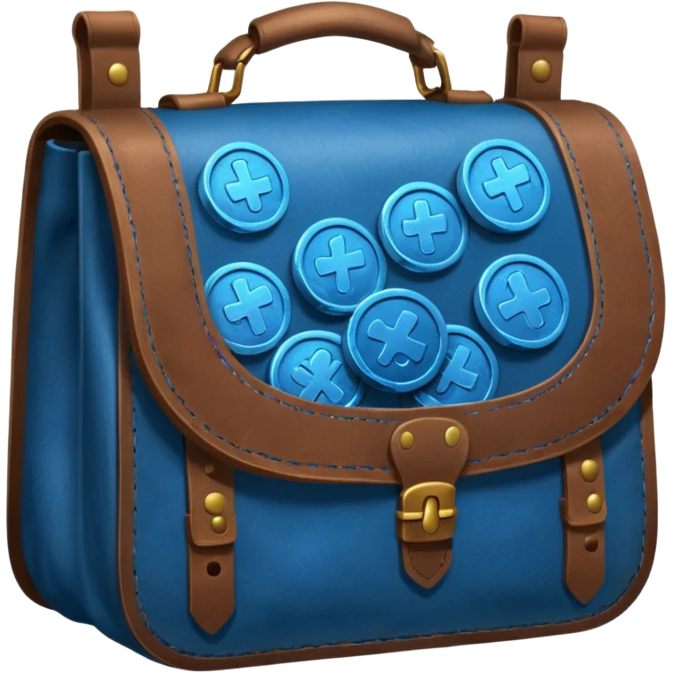 blue coins inside a leather bag  emoji