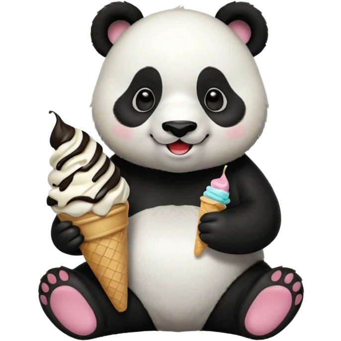 Panda eating ice cream emoji